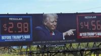 Trump humiliated as billboard appears showing the cost of his Iran war to regular Americans