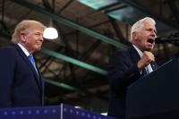 Trump paints Blakeman as tough on crime with cops as backdrop at New York rally