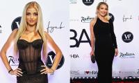 Princess Andre wows in a semi-sheer corset gown while Helen Flanagan brings the glamour in a black dress at the Hair and Beauty Awards