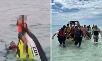 Moment family are rescued after floating for 16 hours on capsized jet ski off Thailand