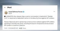 Israeli military says strike kills senior Hezbollah commander in southern Lebanon
