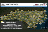 North Carolina Faces Another Hot Sunday With Highs Near Mid 90s in Raleigh and Charlotte and Isolated Storms With Damaging Winds Possible