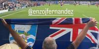 Chelsea fan holds up Falklands flag as Argentina's Enzo Fernandez gets substituted on