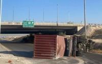 Truck rollover closes road from Sahab toward Amman