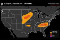 Nebraska and North Carolina and Tennessee Face Two Separate Level 2 Severe Storm Threats Monday With Large Hail and Damaging Wind Gusts