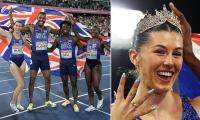Amy Hunt makes history as 'track goddess' claims her FOURTH European Championships gold with Team GB mixed 4x100m relay triumph