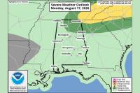 Alabama Faces Another Hot Monday With Highs Near 97 Degrees in Birmingham as North and Northeast Alabama See a Marginal Severe Storm Risk