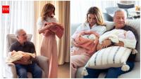 Jordan's Queen Rania shares first photos of twin granddaughters Talia and Rania, cradles newborns; King Abdullah II joins after Princess Iman welcomes daughters