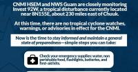 CNMI Residents Advised to Stay Informed and Prepared as Invest 92W Slowly Develops