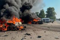 Ukraine aims a drone blitz at Moscow while Russian missiles kill 10 in a Ukrainian village