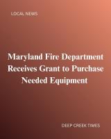Maryland Fire Department Receives Grant to Purchase Needed Equipment