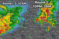 Illinois Braces for Two Rounds of Strong to Severe Storms Near St Louis and Effingham With a Possible Tornado Risk Overnight Into Wednesday