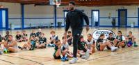 Leon Powe preaches hard work at Celtics Jr. Academy camp in Lewiston