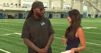 Speaking with Detroit Lions defensive coordinator Kelvin Sheppard at training camp