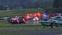 Plane and helicopter crash mid-air killing one & leaving two injured after ‘very violent’ collision near airport