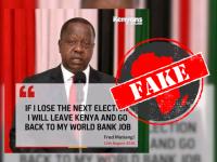No evidence Kenyan opposition politician Matiang’i has hinted at relocating to the US if defeated in 2027 elections