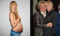 Kimberly Stewart, 47, flashes bare bump as she announces she is expecting third child... as father is not revealed