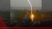 Lightning strikes historic Battleship North Carolina