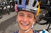 Bjorn Riley Presented with Red Bull Helmet at Les Gets XC World Cup