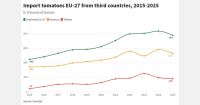 Imports continue to grow, with Morocco and Turkey as the main countries of origin