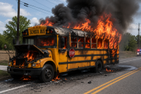 Florida School Bus Catches Fire After Crash