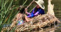 Students learn the native ways of tule-boat building