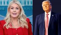 Karoline Leavitt hugs Trump after president heckled at South Carolina rally