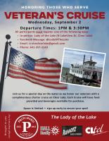 Clear Lake Businesses Offer Free Veteran’s Cruise Sept. 2 on Lady of the Lake