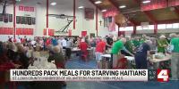 Volunteers pack thousands of meals for Haiti