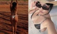 Kourtney Kardashian, 47, models skimpy silver bikini on family vacation with husband Travis Barker and kids