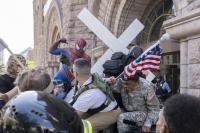 Minneapolis residents and local Spider-Man drive out Jake Lang, escorted by MPD, drawing outrage
