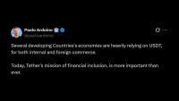 Tether CEO Says USDT Drives Trade Across Emerging Markets