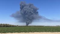 Tire recycling facility fire east of Turlock produces large smoke plume
