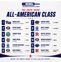 The Collegiate Cricket League Announces Its 2025–26 All-American Team and Season Honors