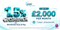 iFAST Global Bank Rewards Travellers with 1.5% Cashback on up to £2,000 Spending Every Month with Worldwide Scan & Pay