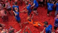 Painting the town red: Thousands participate in massive food fight