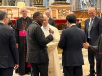 Wetangula shakes hands with Pope Leo during Papal Audience at the Vatican