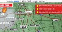 Rain possible as Ross Fire still burns in far North Texas