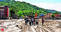 Glare on construction activity across China-Nepal highway