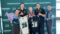 Rainbow Warriors take off onboard Hawaiian Airlines charter flight for season opener at Stanford