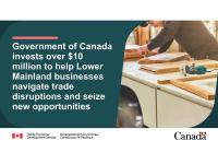 Government of Canada invests over $10 million to help Lower Mainland businesses navigate trade disruptions and seize new opportunities