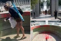 Kentucky woman indicted for pouring bubble soap in WWII memorial, vandalizing with red graffiti