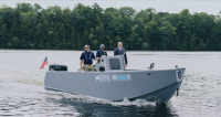 A 3D printed boat, 3Dirigo X, built by the University of Maine is launched, advancing future of maritime manufacturing