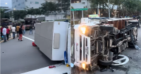 Driver trapped in seat after 2-lorry accident in Taman Jurong, 18 taken to hospital