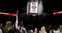Texas A&M volleyball unveils national championship banner at Reed Arena