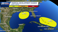 National Hurricane Center tracks two systems with low development chances