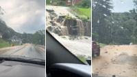 In Pennsylvania's 'Flood City,' a flash flood sent water pouring off a mountain, surrounding a home