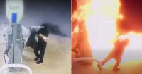 They are seeking a man who set fire to a gas station in Miami-Dade and left a sign against the embargo on Cuba