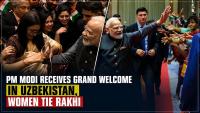 PM Modi Receives Grand Welcome In Uzbekistan; Women From Indian Community Tie Rakhi In Tashkent | VIDEO
