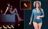 Kacey Musgraves' stage catches FIRE mid-concert as country star performs in Boston
